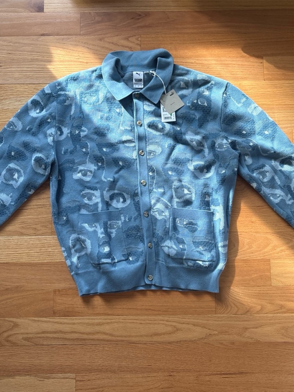 Puma Men's Blue Patterned Cardigan